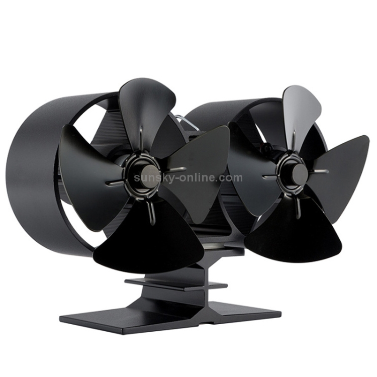 Double Head 8-Blade Aluminum Heat Powered Fireplace Stove Fan - 2