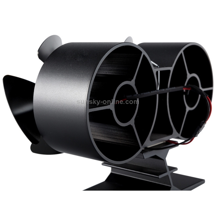 Double Head 8-Blade Aluminum Heat Powered Fireplace Stove Fan - 4