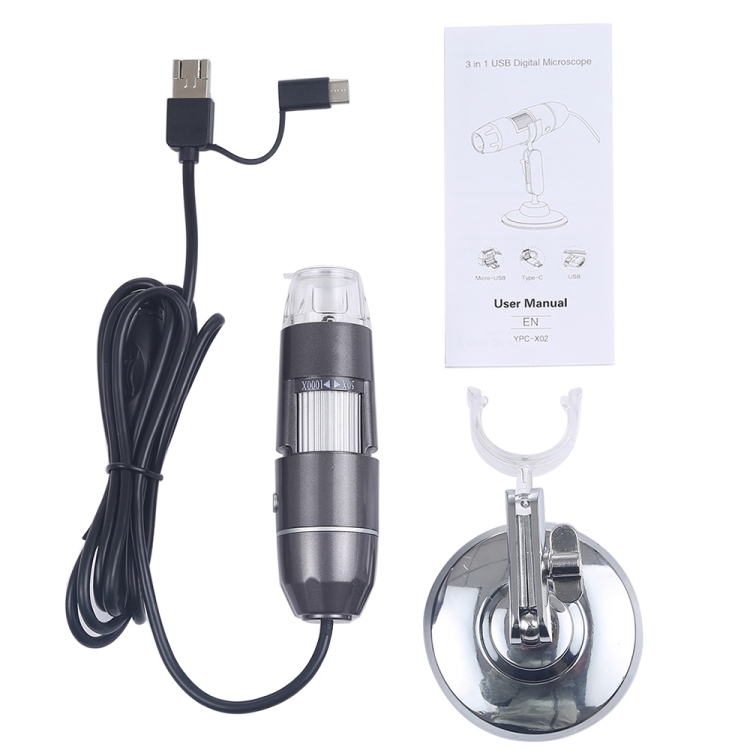 1600X USB Digitalmikroskop Mit 8 LEDs – 3-in-1 Endoskop-Kamera Für PC & Typ-C!