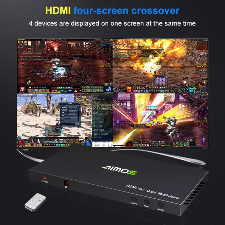AIMOS AM-8401 4 In 1 Out 4x1 Multi-viewer HDMI Switch with Remote ...
