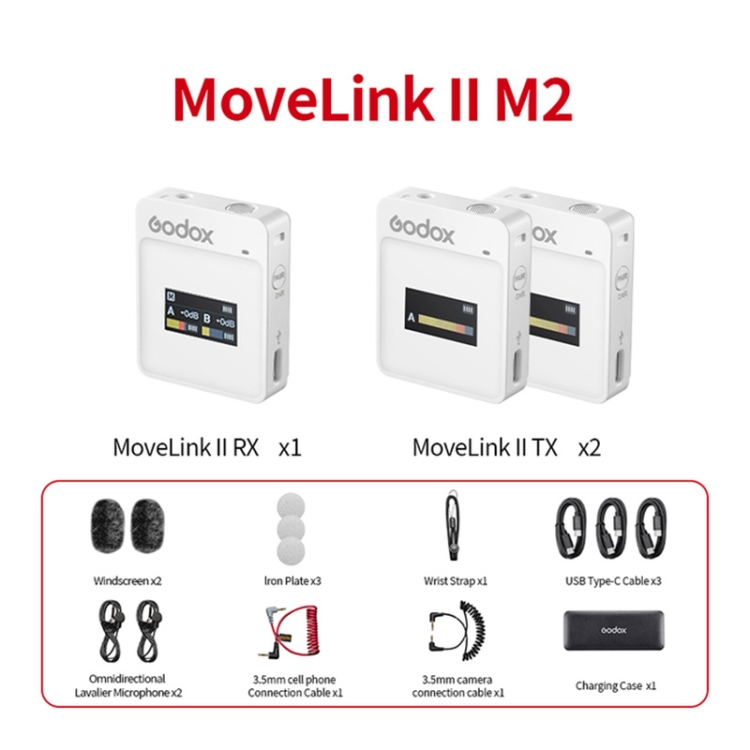 Godox MoveLink II M2 ワイヤレス ラベリア マイク システム デジタル