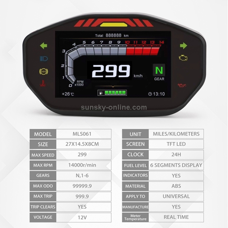 Odomètre Moto Avec éclairage Compteur Kilométrique Compteur De Vitesse Universel Pour Moto 690413