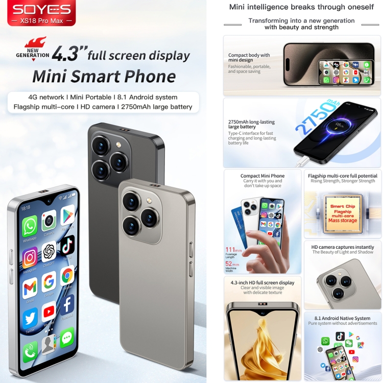 SOYES XS18 Pro Max, 2GB+16GB, Face ID, 4.3 inch Android 8.1