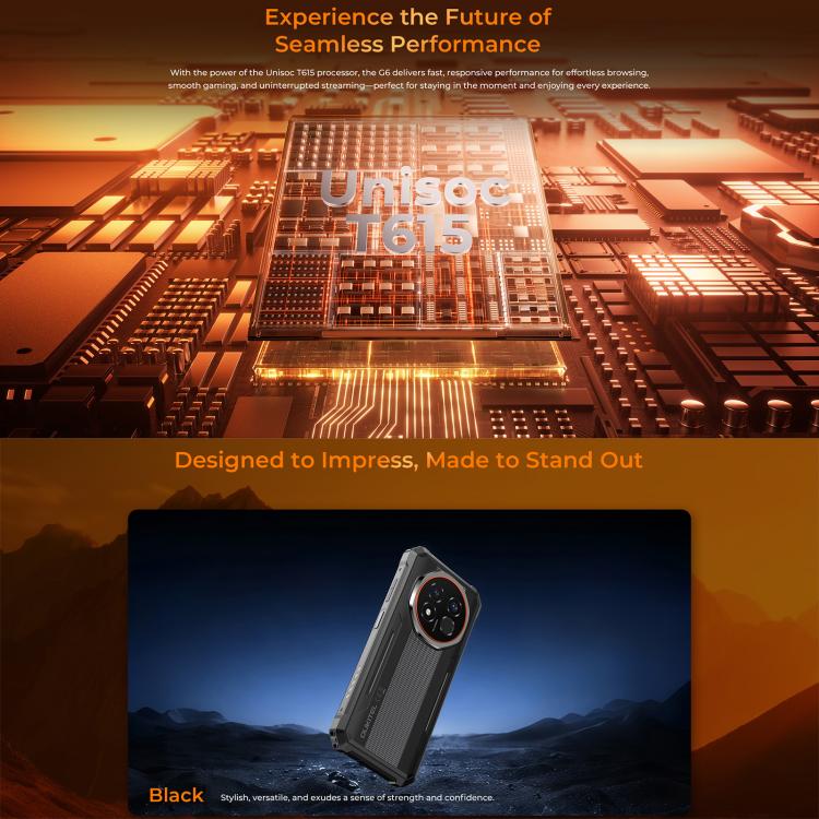 [HK Warehouse] Oukitel G6 Rugged Phone, 4GB+128GB, Fingerprint Identification, 10600mAh Battery, 6.52 inch Android 16.0 Unisoc T615 Octa Core, NFC, OTG, Network: 4G (Black) - B7