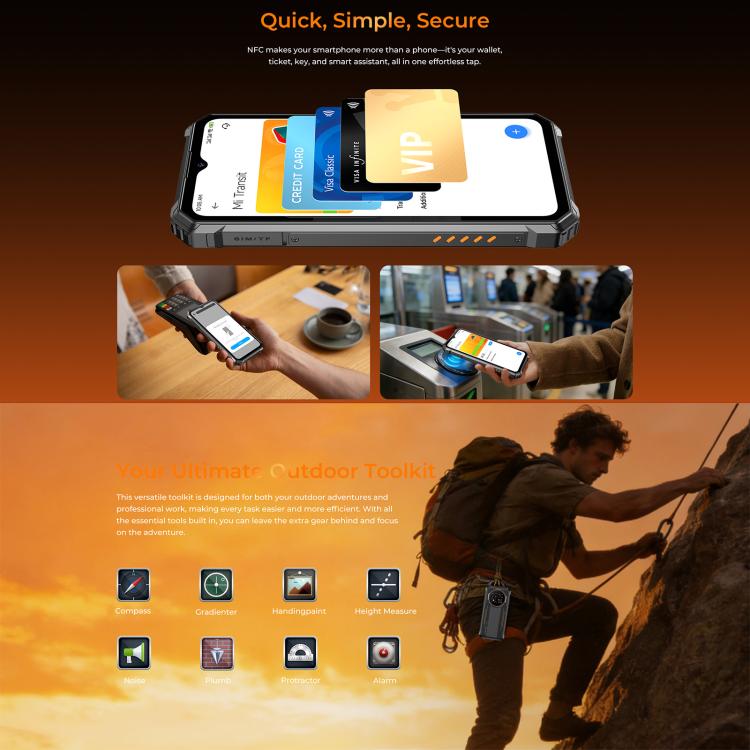 [HK Warehouse] Oukitel G6 Rugged Phone, 4GB+128GB, Fingerprint Identification, 10600mAh Battery, 6.52 inch Android 16.0 Unisoc T615 Octa Core, NFC, OTG, Network: 4G (Black) - B9