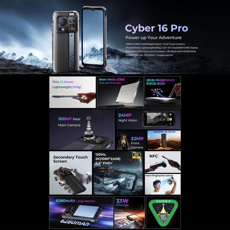 [HK Warehouse] HOTWAV Cyper 16 Pro Rugged Phone, 8GB+512GB, 6.6 inch ...