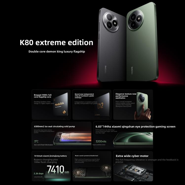 REDMI K80 Ultra CN版/12GB/256GB xiaomi Xiaomi Redmi K80 Ultra Smartphone Android 15 Dimensity 9400+ Octa