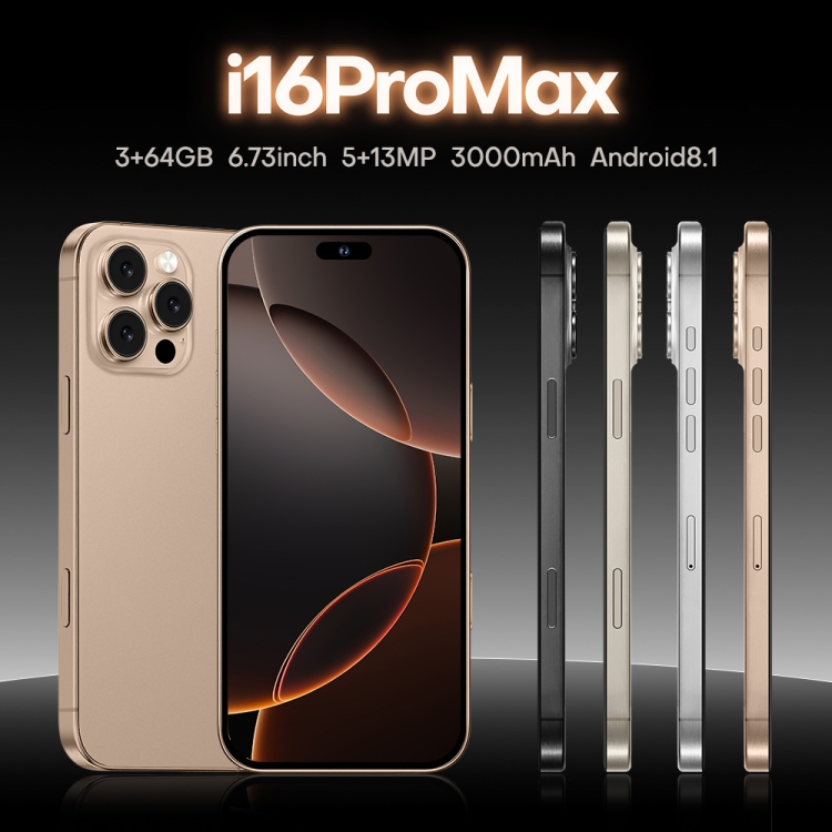 i16 Pro Max / A08A、3GB+64GB、6.73インチ画面、顔認証、Android 8.1 