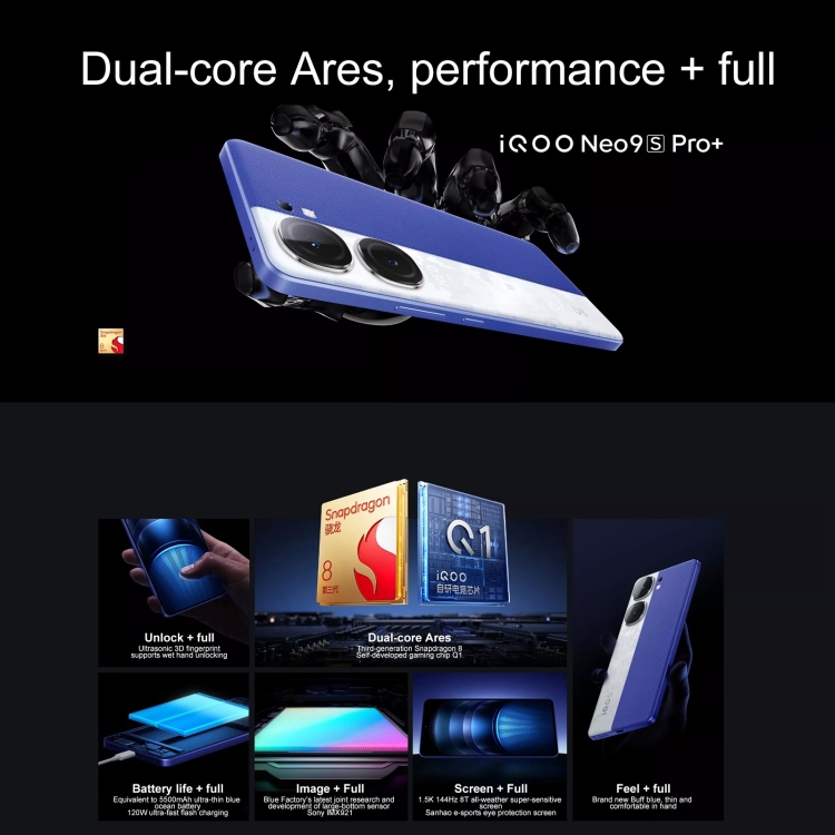 vivo iQOO Neo9S Pro+, 16GB+512GB, Face ID & Ultrasonic 3D 