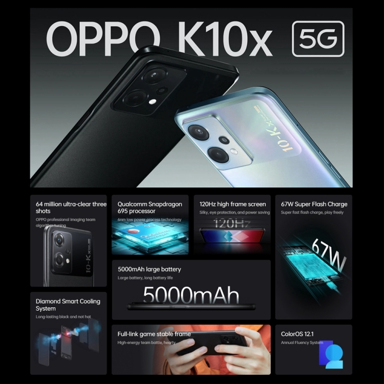 OPPO K10x 5G, 8GB+128GB, 64MP Camera, Chinese Version