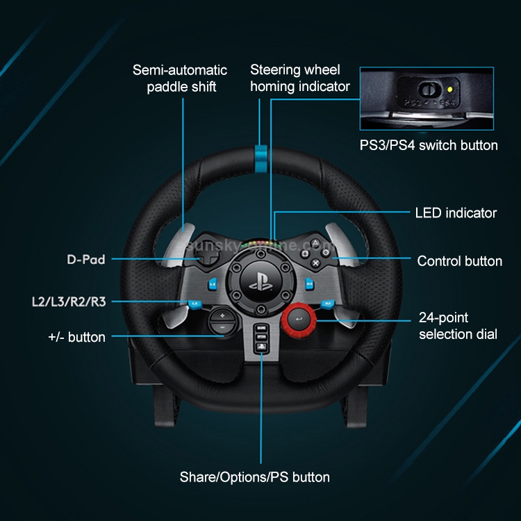 PS3 / PS4 / PS5用のLogitech G29ゲームレースステアリングホイール 