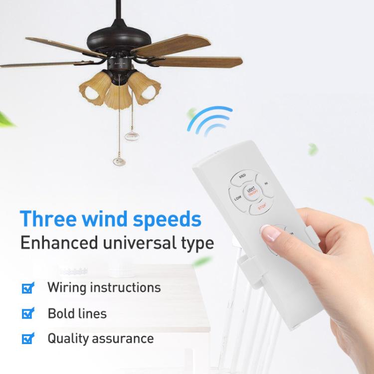 Universal Wireless Ceiling Fan & Light Remote Control Receiver Kit – Timing Function, 15M Range, E27/B22 Bulbs, 120V – White, Brass Contacts-1052402
