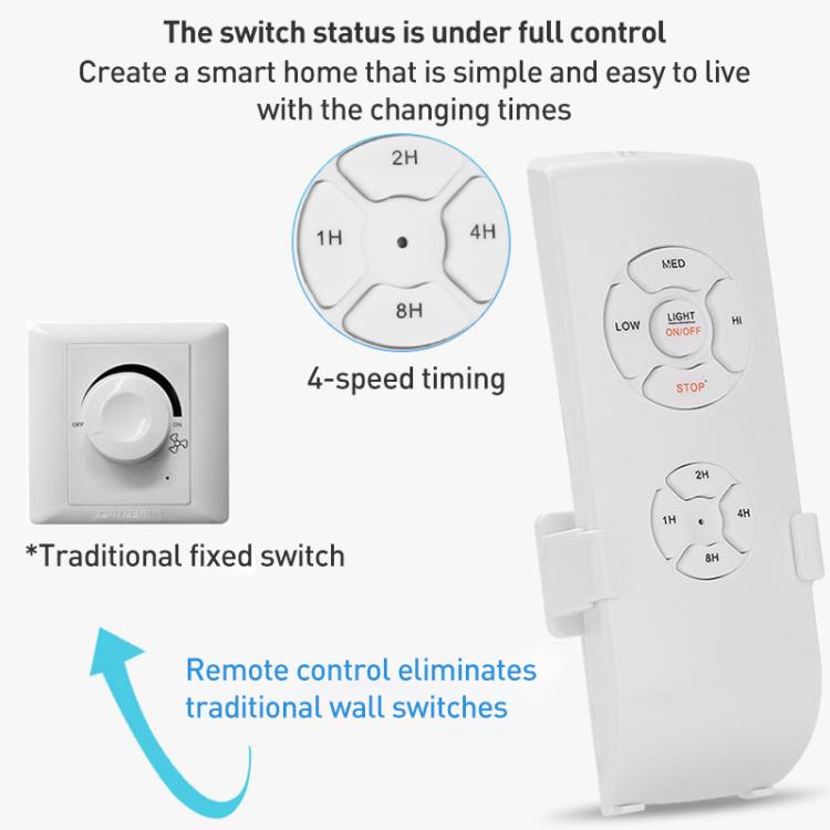 Universal Wireless Ceiling Fan & Light Remote Control Receiver Kit – Timing Function, 15M Range, E27/B22 Bulbs, 120V – White, Brass Contacts-1052402