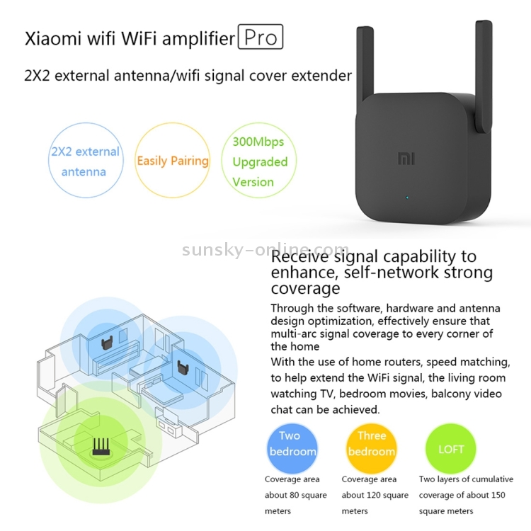 Amplificador Wi-Fi Xiaomi Mi Original Pro 300Mbps Roteador Smart Extender WiFi com 2x2 Antenas Externas (Preto) - 2
