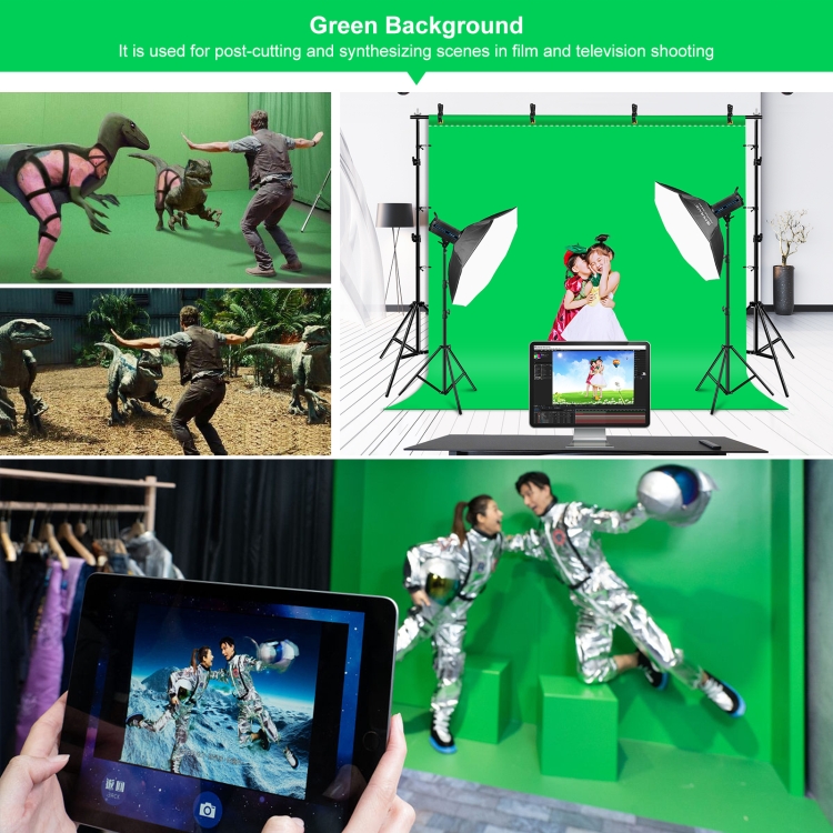 PULUZ 2.9x2m Photo Studio Background Support Stand Backdrop Crossbar Bracket Kit with Red / Blue / Green Polyester Backdrops - 6