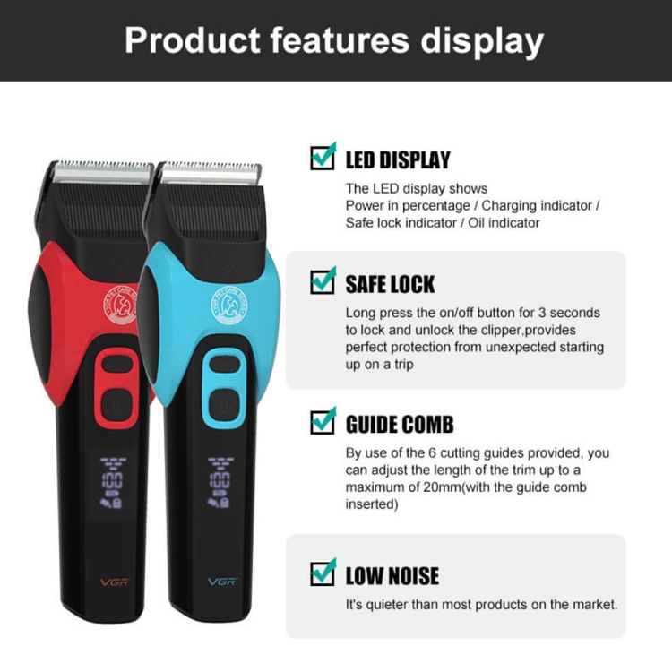 VGR V-208 Professional Pet Barber Electric Hair Clipper (Blue) - B4