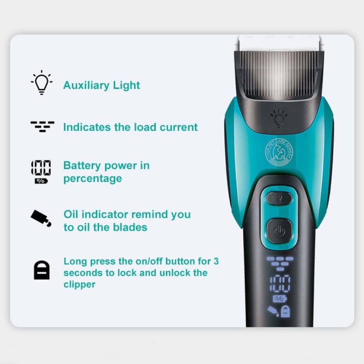 VGR V-208 Professional Pet Barber Electric Hair Clipper (Blue) - B6