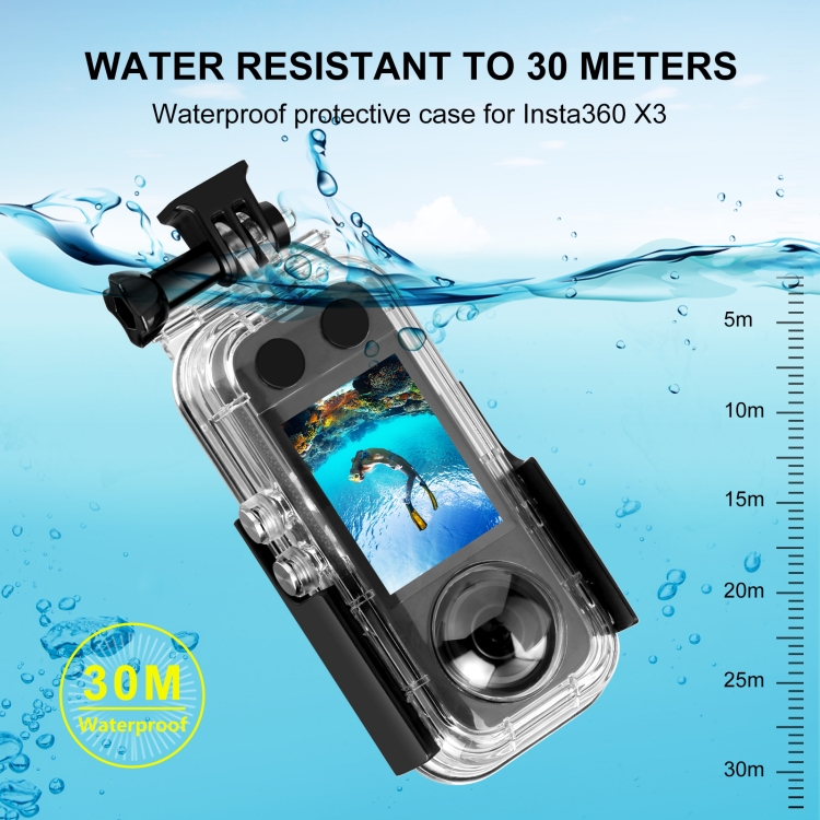 Funda De Buceo 45 Metros Para Insta360 X5 – Carcasa Impermeable Invisible Con Lente De Alta Transmisión