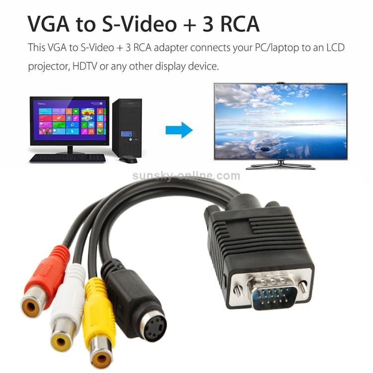 conector vga cable convertidor vga a rca
