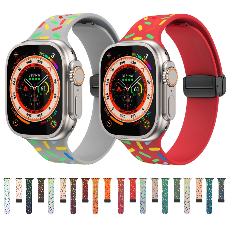 Apple Watch 5 40mm レインボードットシリコン磁気ブラックバックル 
