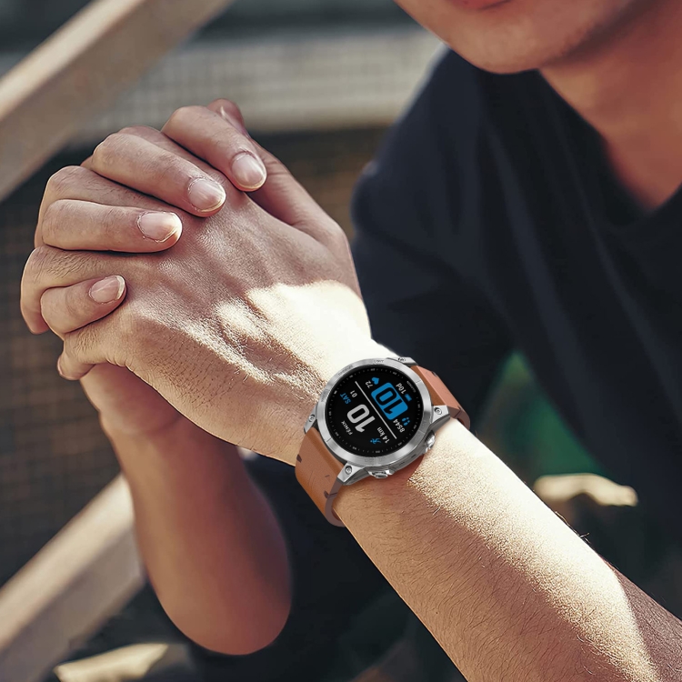 Garmin Epix Pro 47mm 22mm レザーテクスチャ時計バンド (ブラック) 用