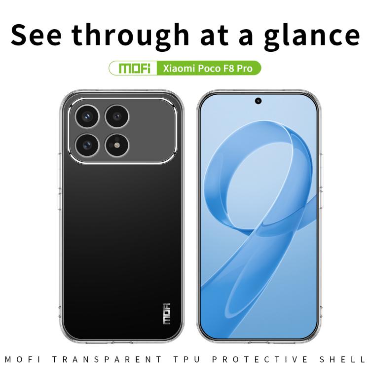 Xiaomi Poco F8 Pro MOFI Mingシリーズ用超薄型TPU電話ケース（透明）