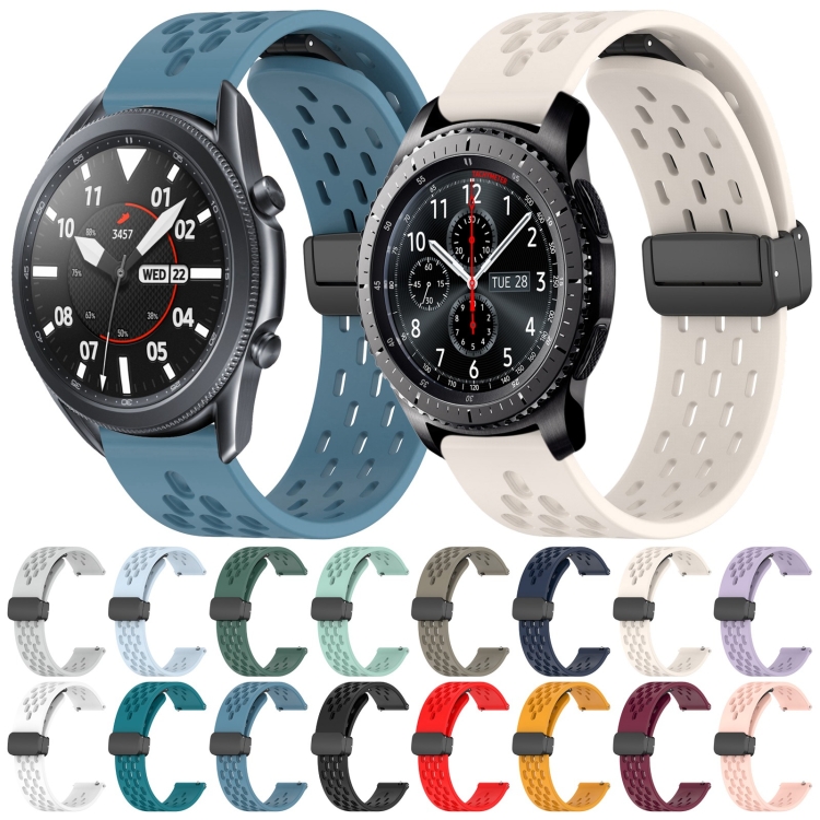 Samsung Galaxy Watch3 45mm 22mm 折りたたみ式磁気クラスプシリコン 