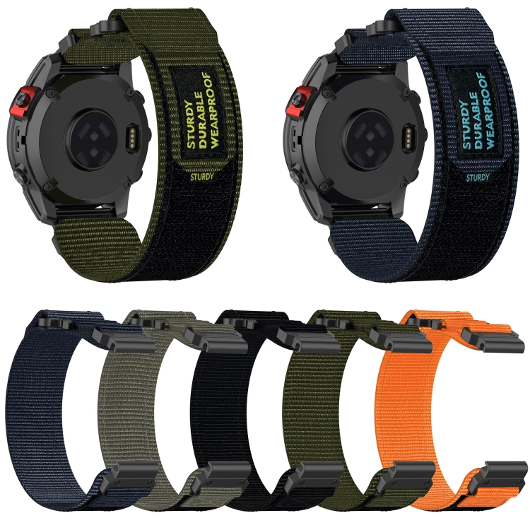 Garmin Fenix 5X サファイア 26mm ナイロン 面ファスナー時計バンド 
