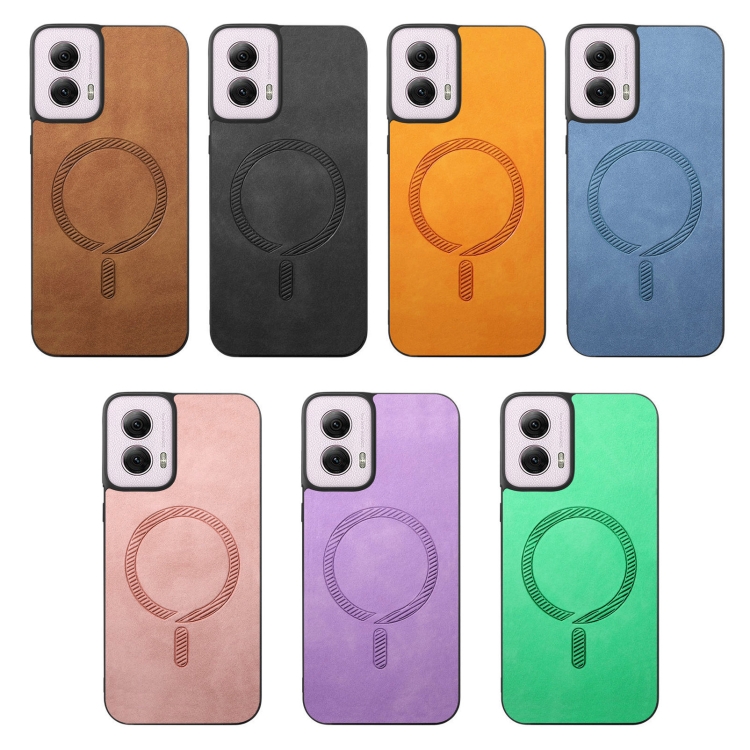For Motorola Moto G Play 2024 4G Retro Magsafe Magnetic PU Back Cover Phone Case(Black) For Motorola Moto G Play 2024 4G Retro Magsafe Magnetic PU Back Cover Phone Case(Black)