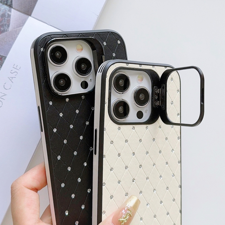 For iPhone 14 Pro Max Starry Bling Diamonds Lens Holder Phone Case(Pink) For iPhone 14 Pro Max Starry Bling Diamonds Lens Holder Phone Case(Pink)
