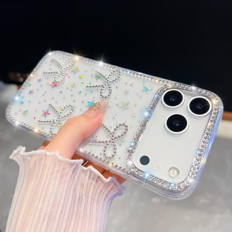 For iPhone 15 Pro Max Diamond Glitter Bow-knot Four-Corner Shockproof Phone Case(Light Pink) For iPhone 15 Pro Max Diamond Glitter Bow-knot Four-Corner Shockproof Phone Case(Light Pink)