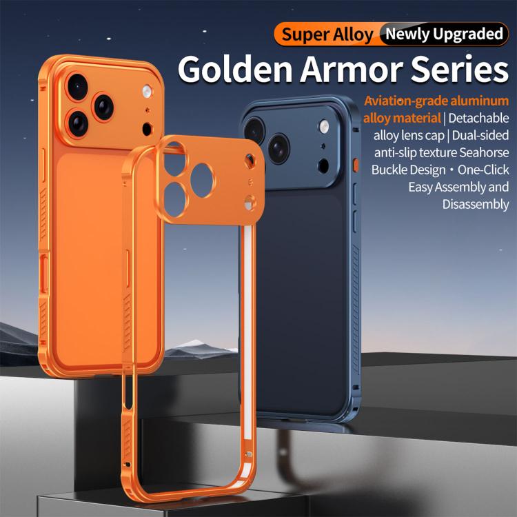 For iPhone 15 Pro Max Armor Dual-side Anti-slip Metal Frame Case