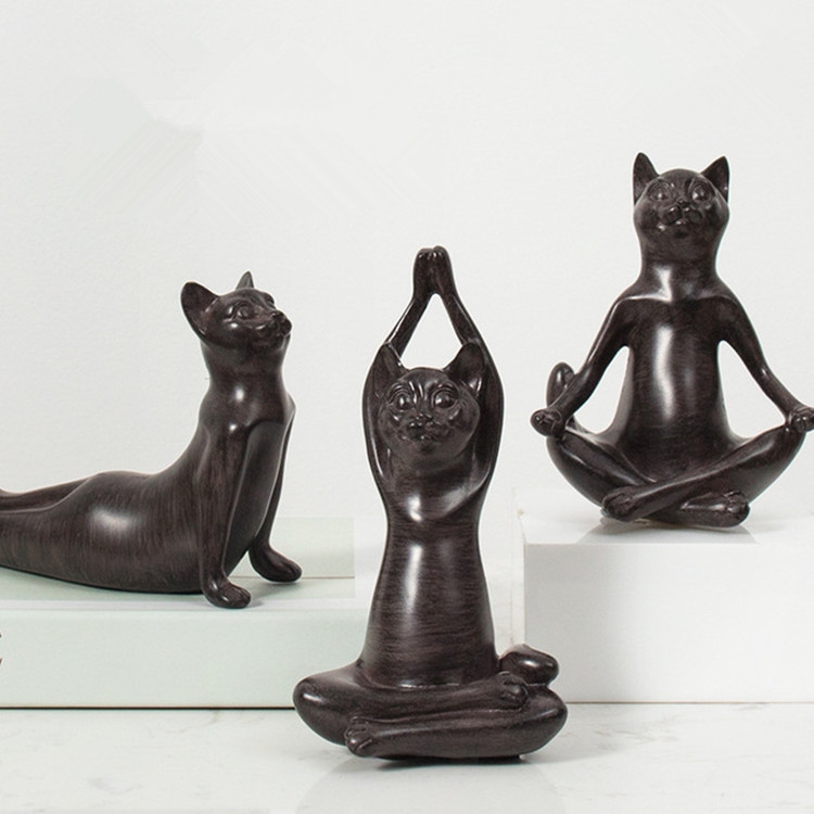 Yoga Cat Animal Figurine Home Decoration Crafts( Upper Dog) - Image 4