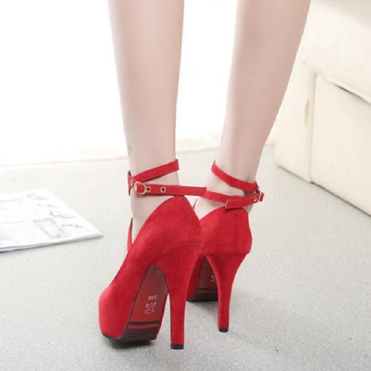 Women Shoes Round Toe Stiletto High Heels, Size:42(Blue) - 2