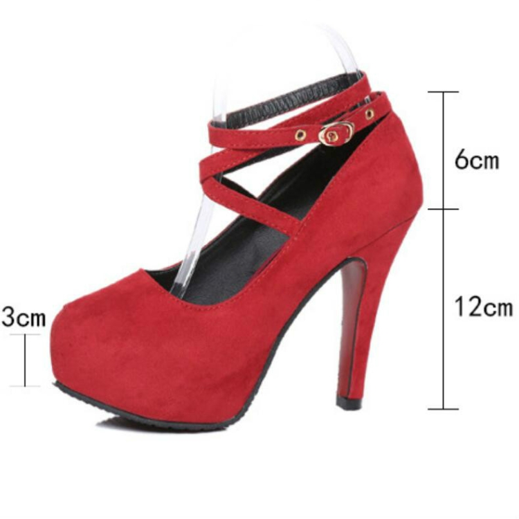 Women Shoes Round Toe Stiletto High Heels, Size:42(Blue) - 7