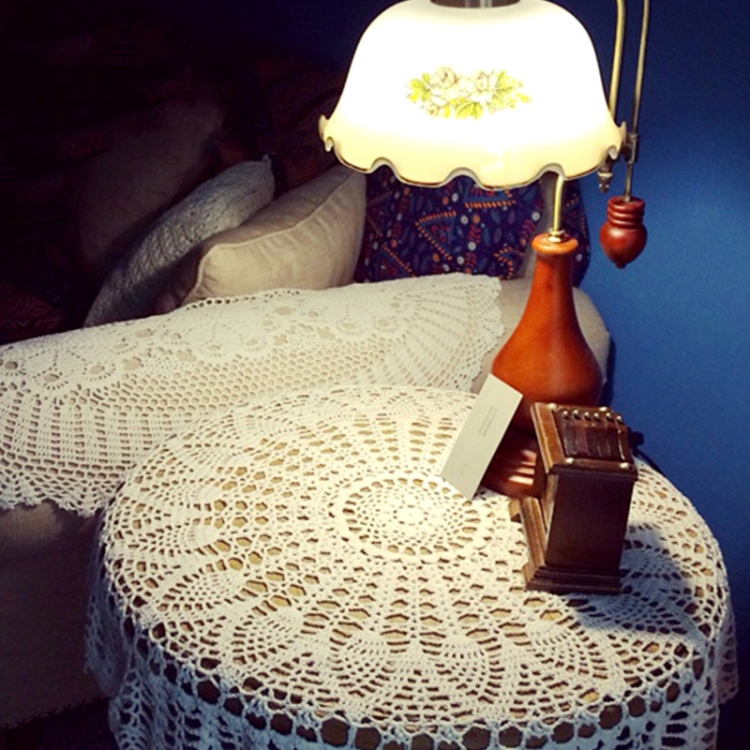 Discover The Charm Of Our Exquisite Handmade Crochet Hook Flower Garden Mori Cotton Lace Openwork Woven Round Tablecloth