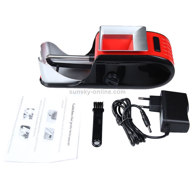 Electric Cigarette Maker Automatic Cigarette Puller Set Empty Tobacco Pipe  Household Tobacco Equipment, EU Plug(Red)