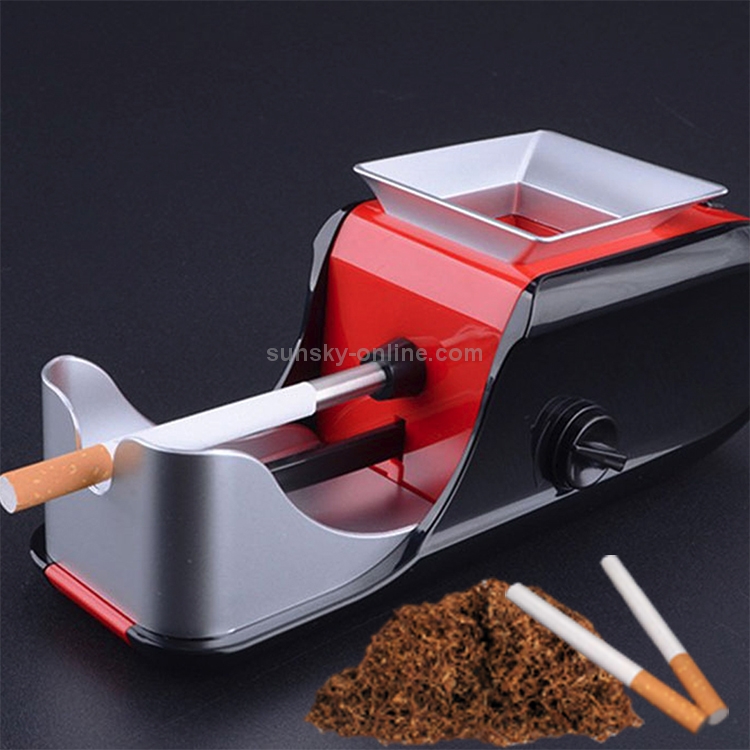 tobacco equipment Electric Cigarette Maker Automatic Cigarette Puller Set Empty Tobacco Pipe  Household Tobacco Equipment, EU Plug(Red)
