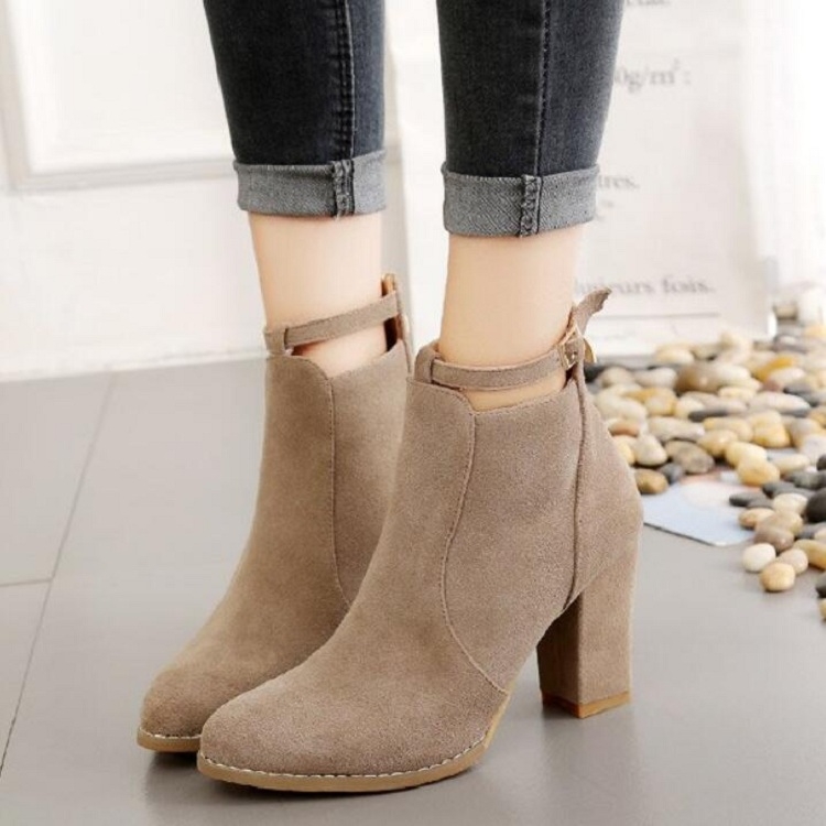 Women Shoes Suede Boots Pointed High Heels, Size:35(Black) - 2