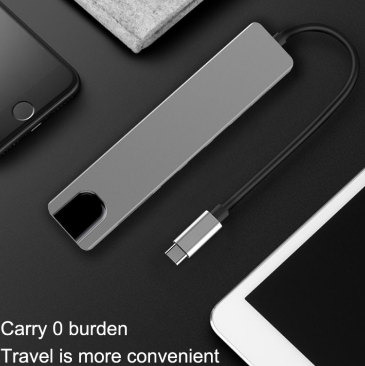 WC7367 8 em 1 87W Tipo-C para PD+USB3.0/USB2.0+SD+TF+HDMI+RJ45+Tipo-c Docking Station HUB - 7