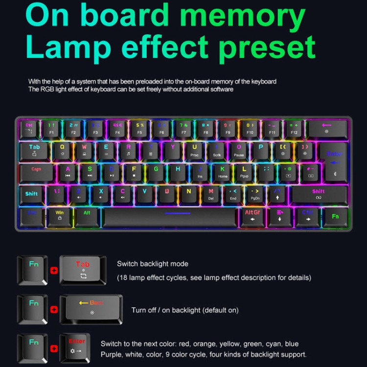 ZIYOU LANG T60 Tastiera da Gioco Cablata con Cavo USB C a Spirale, Compact 60% UK Layout(QWERTY), 19 Rainbow RGB LED Light Up Tastiera Meccanica Linear Rosso Switch Mini 62 Tasti per