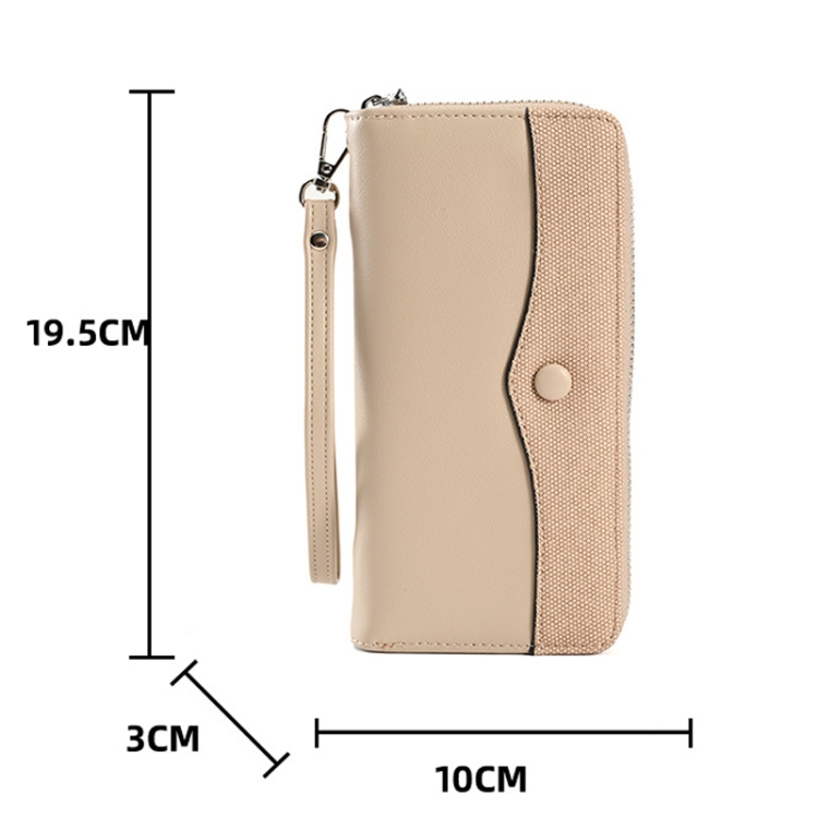 Damesportemonnee met dubbele ritssluiting, PU-leer, telefoonportemonnee, grote capaciteit, lange clutch, meerdere kaartsleuven, armband, zwart1