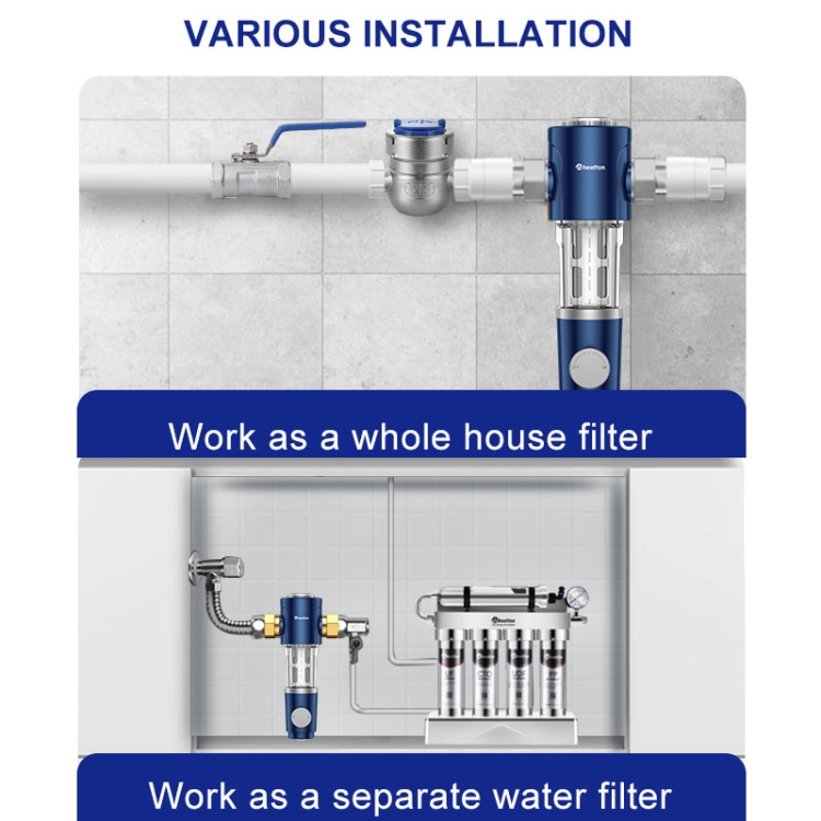 WHEELTON WHT-P0038 Home Whole House High Flow Pre-filter Automatic ...