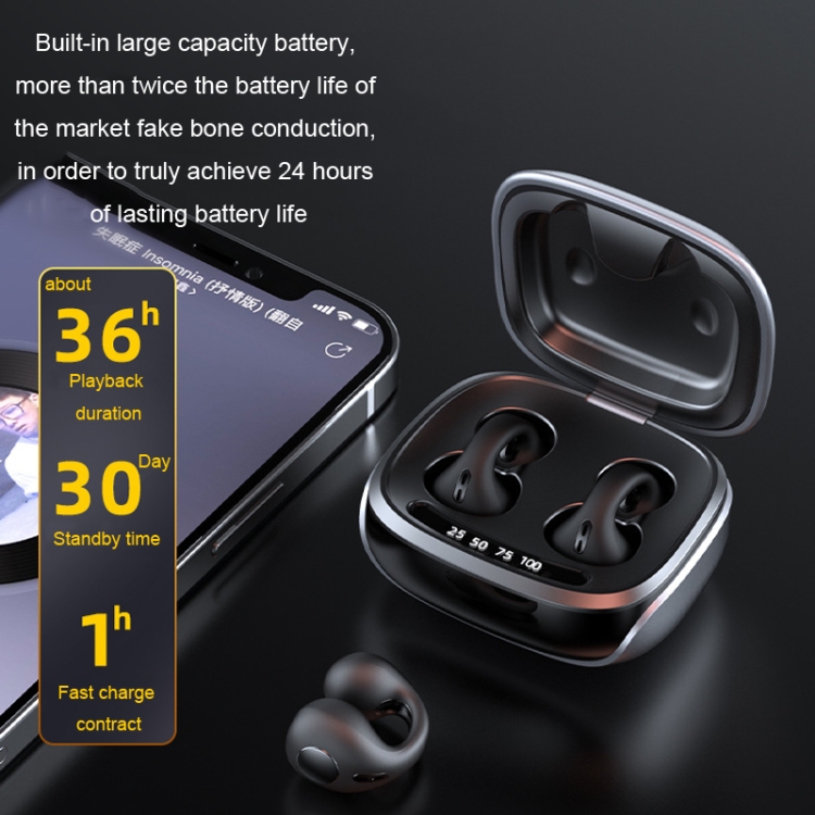 JX80 ワイヤレス骨伝導クリップオン耳ノイズキャンセリング Bluetooth