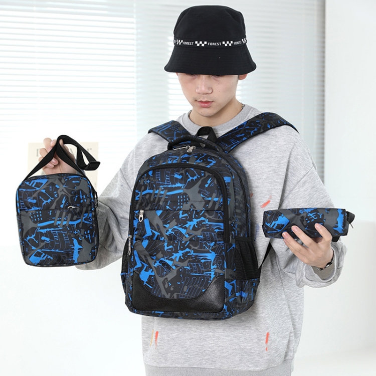 Three-Piece Student Backpack Set Casual Large Capacity Outdoor Travel ...