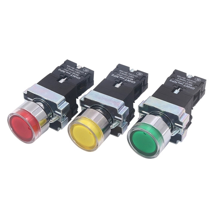 Interruptores pulsadores CHINT NP2-BW3365/24V 1 NO+1 NC con luz LED ...