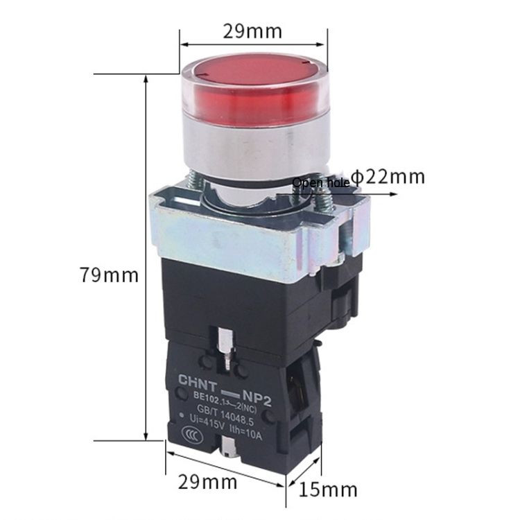 Interruptores pulsadores CHINT NP2-BW3365/24V 1 NO+1 NC con luz LED ...