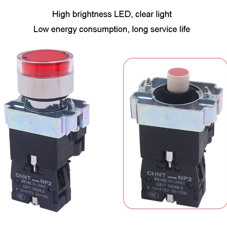 Interruptores pulsadores CHINT NP2-BW3365/24V 1 NO+1 NC con luz LED ...