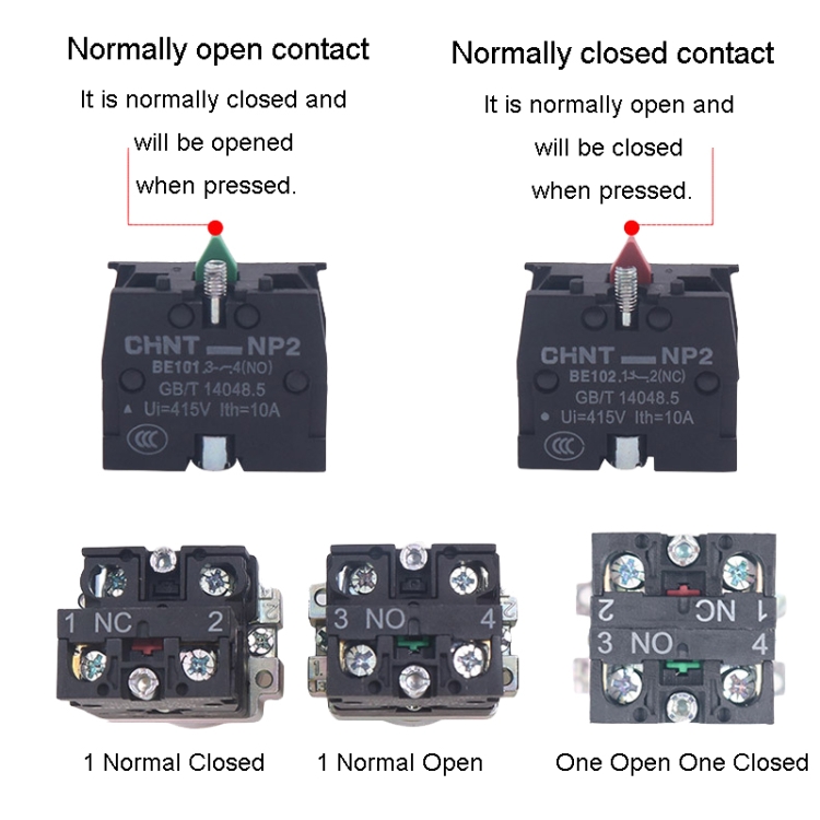 Interruptores pulsadores CHINT NP2-BW3365/24V 1 NO+1 NC con luz LED ...