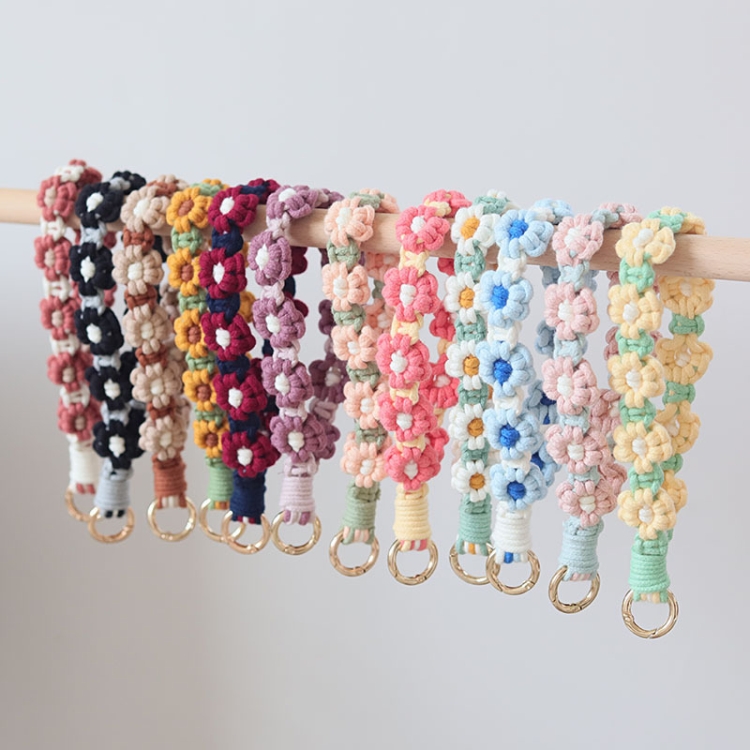 Califlower Rope Chain Handmade Braided Cell Phone Chain Daisy Flower Braided Rope Keychain ...